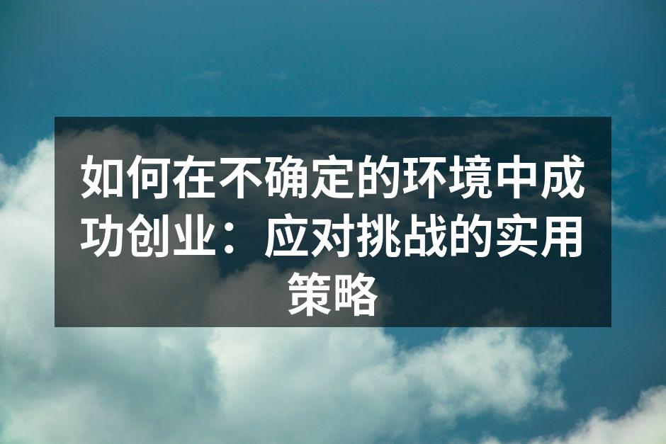 如何在不确定的环境中成功创业：应对挑战的实用策略